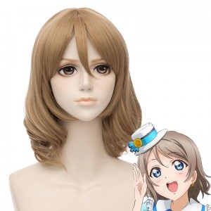 35cm Short Flaxen LoveLive!Sunshine Watanabe You Wig Synthetic Anime Cosplay Hair Wigs CS-181P