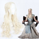 70cm Long Wave Beige Game of Thrones Daenarys Targaryen Wig Synthetic Anime Cosplay Wig CS-344B