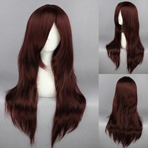 65cm Long Straight Red Brown D.Grayman Cross Maria Wig Synthetic Anime Cosplay Hair Wig CS-162D