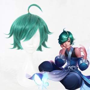 35cm Short Green King of Glory Wig Synthetic Heat Resistant Hair Anime Cosplay Wig CS-341A