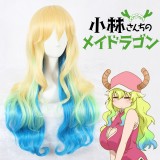 80cm Long Wave Color Mixed Kobayashi Maid Dragon Lucoa Wig Synthetic Anime Cosplay Hair Wig CS-325D