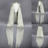 100cm Long Straight Silver White Wigs Synthetic Hair Wig Anime Cosplay Wig CS-164A