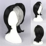 40cm Short Black&Gray Tokyo Ghoul-うた Wigs Synthetic Anime Cosplay Hair Wig+1Ponytail CS-195H