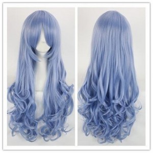 80cm Long Wave Blue Date A Live Wig Synthetic Anime Hair Cosplay Costume Wigs CS-034D