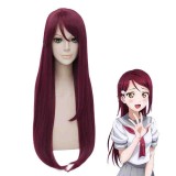 80cm Long Straight Dark Red LoveLive!Sunshine Sakurauchi Riko Wig Synthetic Anime Cosplay Hair Wigs CS-181K