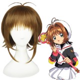 35cm Short Brown Cardcaptor Sakura Kinomoto Sakura Wig Synthetic Anime Hair Cosplay Wig CS-189A