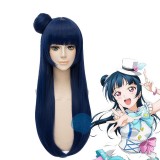 65cm Long Straight Blue LoveLive!Sunshine Tsushima Yoshiko Wig Synthetic Anime Cosplay Hair Wigs CS-181H