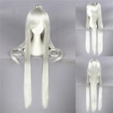 100cm Long Straight Silver White Legend of Sword and Fairy Wig Synthetic Anime Wig+1Ponytail CS-214A
