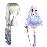 100cm Long Curly Color Mixed Rwby White Trailer Weiss Schnee Wig Anime Cosplay Wig+1Ponytail CS-182A