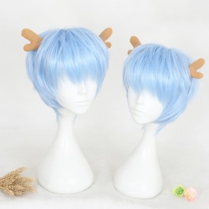 30cm Short Ice Blue Synthetic Party Hair For Man Anime Cosplay Lolita Wig CS-310A