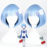 35cm Short Blue Zero kara Hajimeru Isekai Seikatsu Young Rem Wig Synthetic Anime Cosplay Costume Wig CS-288F