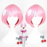 35cm Short Pink Zero kara Hajimeru Isekai Seikatsu Young Lahm Wig Synthetic Anime Cosplay Costume Wig CS-288G