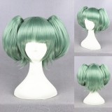 35cm Short Green Ansatsu Kyoushitsu Kayano Kaede Wig Synthetic Anime Cosplay Wigs+2Ponytails CS-236C