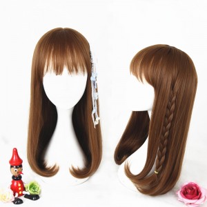 45cm Medium Long Curly Light Brown Synthetic Party Hair Wigs For Woman Anime Cosplay Lolita Wig CS-292B