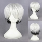 35cm Short White&Black Mixed Gugure! Kokkuri San Wig Synthetic Party Hair Anime Cosplay Wigs CS-243A