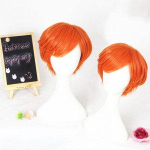 30cm Short Orange Mixed Synthetic Party Hair Wigs For Man Anime Cosplay Lolita Wig CS-296A