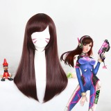 60cm Long Straight Red Brown Overwatch D.Va Wig Synthetic Anime Cosplay Hair Wigs CS-302A