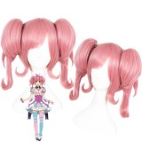 35cm Short Curly Pink Macross Delta Nakajima Wig Synthetic Anime Cosplay Wig+2Ponytails CS-291D