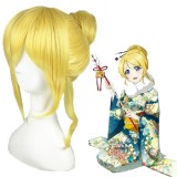 35cm Short Yellow Love Live Eli Ayase Wig Synthetic Anime Cosplay Hair Wigs CS-242D