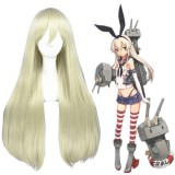 80cm Long Straight Light Gold Fighting Boat Shimakaze Wig Synthetic Anime Cosplay Hair Wigs CS-248A