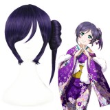 35cm Short Purple Love Live Nozomi Tojo Wig Synthetic Anime Cosplay Hair Wigs+1Ponytail CS-242B
