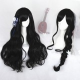 80cm Long Wave Black Synthetic Party Hair Wigs Anime Cosplay Lolita Wig CS-293A