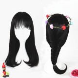 45cm Medium Long Curly Black Synthetic Party Hair Wigs For Woman Anime Cosplay Lolita Wig CS-292A