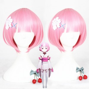 35cm Short Pink Zero kara Hajimeru Isekai Seikatsu Young Lahm Wig Synthetic Anime Cosplay Costume Wig CS-288G