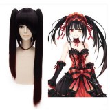 60cm Long Straight Dark Red Date A Live Tokisaki Kurumi Wig Synthetic Anime Cosplay Wigs+2Ponytails CS-282A