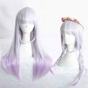 60cm Long Straight Purple Mixed Synthetic Party Hair Wigs Anime Cosplay Lolita Wig CS-283A