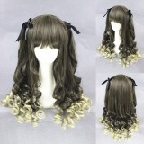 60cm Long Wave Colr Mixed Heat Resistant Party Hair Wig For Girlfriend Synthetic Anime Cosplay Lolita Wigs CS-281A