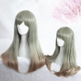 60cm Long Straight Green Mixed Synthetic Party Hair Wigs Anime Cosplay Lolita Wig CS-285A