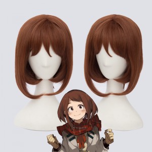 35cm Short Brown My Hero Academia Ochako Uraraka Wig Synthetic Anime Cosplay Wig CS-345G