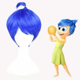 30cm Short Blue Inside Out Joy Wig Synthetic Party Hair Anime Copsplay Wigs CS-274A