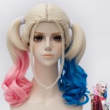 45cm Medium Long Curly Color Mixed Harleen Quinzel Harley Quinn Wig Synthetic Anime Cosplay Hair Wigs CS-269A
