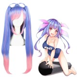 70cm Long Blue&Pink Mixed Kantai Collection E19 Wig Synthetic Anime Cosplay Hair Wigs+3Ponytails CS-254A