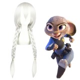 80cm Long Silver White Zootopia Judy Rabbit Wig Synthetic Anime Cosplay Hair Wigs CS-278A