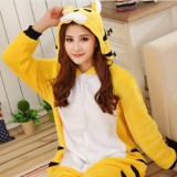 Adult Cartoon Flannel Unisex Yellow Tiger Animal Onesies Anime Kigurumi Costume Pajamas Sets KT014