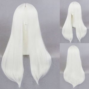 60cm Long Straight White Wig Heat Resistant Synthetic Hair Anime Cosplay Wigs CS-266A