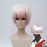 30cm Short Pink&White Mixed Mystic Messenger Saeran Wig Synthetic Anime Cosplay Hair Wigs CS-324B