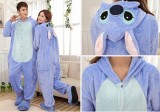 Adult Cartoon Flannel Unisex Blue Stitch Animal Onesies Anime Kigurumi Costume Pajamas Sets KT016