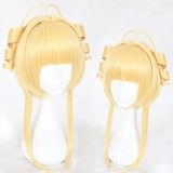 40cm Medium Long Blonde Card Captor Sakura Kinomoto Sakura Hair Wig Synthetic Anime Cosplay Wigs+Two Ponytails CS-359B