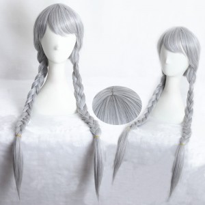 80cm Loing Silver Gray Zootopia Judy Rabbit Wig Synthetic Anime Cosplay Hair Wigs CS-278E