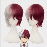 30cm Short Dark Red&Gray Mixed My Hero Academia Todoroki Shoto Wig Synthetic Anime Cosplay Hair Wigs CS-345I