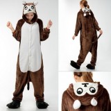 Adult Cartoon Flannel Unisex Brown Monkey Animal Onesies Anime Kigurumi Costume Pajamas Sets KT052