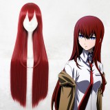 100cm Long Straight Steins Gate Makise Kurisu Wig Red Synthetic Anime Cosplay Wigs CS-334B
