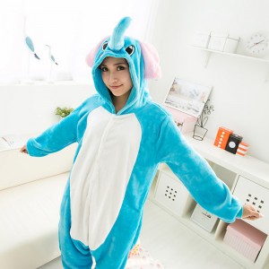 Adult Cartoon Flannel Unisex Elephant Animal Onesies Anime Kigurumi Costume Pajamas Sets KT072