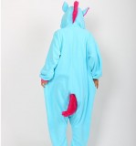 Adult Cartoon Flannel Unisex Blue Flying Horse Animal Onesies Anime Kigurumi Costume Pajamas Sets KT075