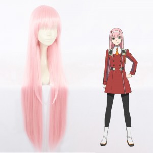 100cm Long Straight Light Pink Wig Darling in the Franxx Zero Two Synthetic Anime Cosplay Hair Wigs CS-368B