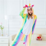 Adult Cartoon Flannel Unisex Rainbow Flying Horse Animal Onesies Anime Kigurumi Costume Pajamas Sets KT089